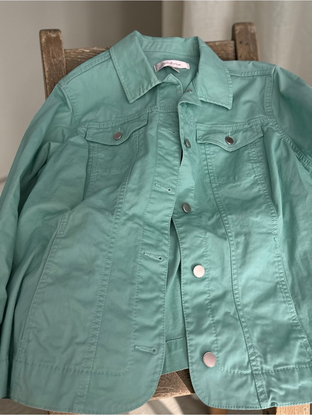 Croft & Barrow Mint Aqua Snap Front Utility Jacket